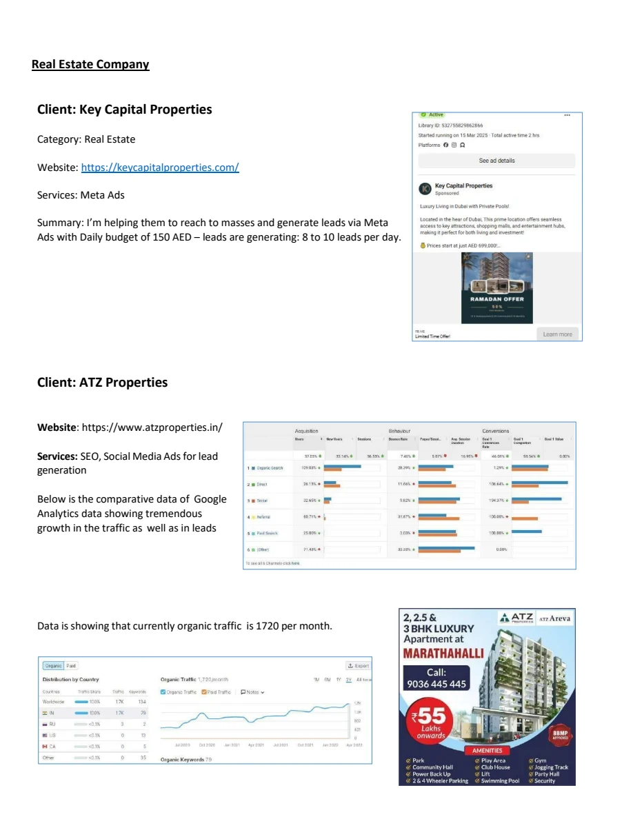 Digital Marketing & SEO for Real Estate 1 SEOsurfer Real Estate portfolio page documenting client work